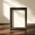 Elegant black wooden shadow box frame with 2cm depth for specimen display on wood desk - Arc Shape Style / Square 4 Inch (10.1x10.1cm) Tabletop / Black