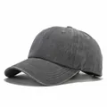Vintage washed grey cotton baseball cap featuring classic four-row brim stitching details - L (58-60cm) / Washed 4-Stitch Brim / Vintage Washed - Grey