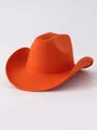 Premium solid bright orange felt Western cowboy hat featuring a classic wide curved brim style - M (56-58cm) / Orange