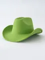Classic bright green felt western cowboy hat featuring wide curved brim for men and women - M (56-58cm) / Green
