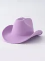 Stylish light purple felt western cowboy hat with a wide curved brim and creased crown - M (56-58cm) / Light Purple