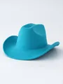 Vibrant turquoise felt western cowboy hat with wide curved brim for men and women - M (56-58cm) / Lake Blue