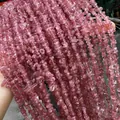 Natural irregular pink strawberry quartz chip beads for DIY jewelry making - Grade A / 3-5mm (80cm) / Flesh Pink
