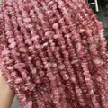 Perles d'éclats de quartz fraise rouge naturel avec trous pour la création de bijoux - Grade 3A / 5-8mm (80cm) / Rose Premium