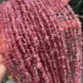 Éclats de quartz fraise rouge naturel, forme irrégulière avec trou pour bijoux DIY - Couleur Rehaussée / 3-5mm (80cm) / Brun Rouge