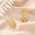 Elegant gold irregular branch stud earrings in high-quality stainless steel finish - Irregular Coral Branch Style (E1306-A) / 1 Pair Pack / Gold
