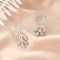 Elegant silver irregular coral branch stud earrings in stainless steel - Silver Coral Branch Style (E1306-B) / 1 Pair Pack / Steel