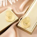 Elegant gold-plated double-layer irregular round stainless steel stud earrings for women - Woven Texture Double Round Style (E1307-A) / 1 Pair Pack / Gold