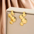 Elegant gold-plated stainless steel irregular tiered circle stud earrings for women fashion - Hammered Layered Circles Style (E1401-A) / 1 Pair Pack / Gold