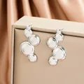 Elegant modern silver stainless steel earrings with unique irregular bubble disk design for women - Bubble Spliced Geometric Style (E1401-B) / 1 Pair Pack / Steel
