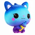 Galaxy cat squishy toy holding blue ice cream cone slow rebound stress reliever - Starry Blue (Ice Cream Cat)