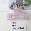 Eleganter großer Haarklammer aus Acetat in Rosa und Blau für schicke Damenfrisuren - Hellblau