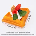 Realistic PU artificial waffle model with strawberry and fruit toppings 8.5cm - Triangle Waffle Strawberry Raspberry (QHR-05987)