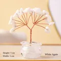 Mini white agate crystal money tree ornament for home or car decor, size 7x3 cm - Agate