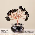 Miniatur-Geldbaum aus natürlichem schwarzem Obsidian für die Schreibtischdekoration zu Hause - Obsidian