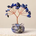 Mini-Geldbaum aus echtem Lapislazuli-Kristall mit Kupferdraht für Heim- und Autodekor - Lapislazuli