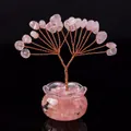 Miniatur Natur-Rosenquarz Kristall Geldbaum für Heim- und Autoinnenraumdekoration - Rosenquarz