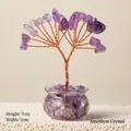 Mini natürlicher Amethyst-Kristall-Geldbaum mit Kupferdrahtzweigen in Glasschale - Amethyst