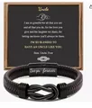 Bracciale in pelle intrecciata con chiusura magnetica incisa per zio in scatola regalo - Regalo per Zio Stile (Uncle)