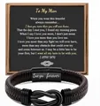 Bracciale da uomo in pelle intrecciata con chiusura magnetica e biglietto regalo - Regalo per il mio Uomo 2 Stile (To My Man2)