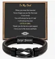 Bracciale da uomo in pelle intrecciata con chiusura magnetica e biglietto per papà - Regalo per Papà 1 Stile (To My Dad1)