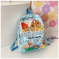 Niedlicher hellblauer Kinderrucksack mit Cartoon Capybara Print für Kindergarten Jungen Mädchen. - Blau / Einheitsgröße