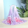 Elegant purple chiffon long scarf featuring vibrant pink floral prints for women's style - Light Purple Pink Floral Style (11#) / 50x150cm