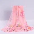 Detailed view of pink chiffon scarf with vibrant floral blossom print pattern - Light Pink Ditsy Floral Print Style (39#) / 50x150cm