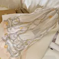 Elegant lightweight chiffon long scarf featuring golden chain and belt print for women - Beige Retro Chain & Belt Style (32#) / 50x150cm