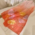 Elegant floral gradient long chiffon scarf for women in soft pink and orange tones - Pink-Orange Gradient Floral Print Style (41#) / 50x150cm
