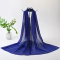Elegant deep blue lightweight chiffon long scarf for women with soft texture - Solid Navy Blue Style (102#) / 50-150cm / Dark Blue