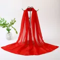 Elegant vibrant red long chiffon scarf featuring a lightweight translucent texture - Solid Red Style (103#) / 50-150cm / Red