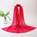 Elegant bright red chiffon long scarf for women with lightweight semi-sheer fabric - Solid Red Style (105#) / 50-150cm / Red