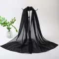 Elegant long black chiffon scarf for women with lightweight semi-transparent fabric - Black Simple Style (104#) / 50x150cm