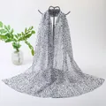 Elegant lightweight women's long chiffon scarf with black and white leopard print pattern - Black and White Leopard Style (62#) / 50x150cm