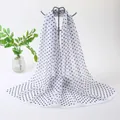 Elegant white chiffon long scarf with classic black polka dots hanging on a rack - White with Black Polka Dots Style (63#) / 50x150cm