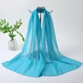 Elegant sky blue chiffon long scarf for women, lightweight breathable silk feel shawl - Sky Blue Floral Style (112#) / 50x150cm / Sky Blue