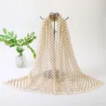 Elegant lightweight apricot chiffon long scarf featuring a classic brown polka dot pattern - Beige Brown Polka Dot (65#) / 50x150cm / Beige