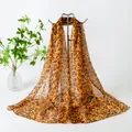 Lightweight leopard print chiffon long scarf for women featuring an elegant drape and soft feel - Brown Black Leopard Print Style (81#) / 50x150cm