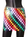 Close-up of colorful sequin body chain mini skirt for festival and Y2K streetwear fashion - One Size / Colorful