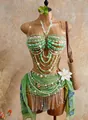 Καλοκαιρινό πράσινο μαργαριταρένιο body chain halter top για γυναίκες παραλίας - XS / Tops / Πράσινο