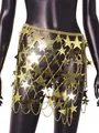 Macro view of a gold star sequin mini skirt featuring intricate metallic chain links - One Size / Bottoms / Gold