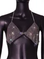 Exquisite close-up detail of a sexy backless rhinestone body chain top for nightclub wear - One Size / Tops / Black AB