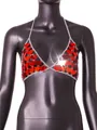 Detailed view of red acrylic heart sequins and silver chain on a sexy halter top - One Size / Tops / Red
