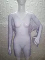 Close-up of a purple rhinestone mesh long sleeve dress on a white mannequin. - XS / Top And Bottom / V-Neck Purple