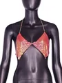 Sexy pink and orange gradient metallic sequin halter top featuring gold-tone chains - One Size / Tops / Radiant Red-1