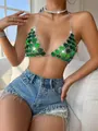 Exquisite detail of sexy green acrylic heart chain top with a backless halter design - One Size / Tops / Green
