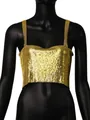 Detailed texture shot of a shimmering gold metallic mesh crop top on a mannequin - One Size / Tops / Gold