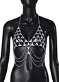 Sexy iridescent triangle crystal body chain jewelry for rave nightclub or beach - One Size / Tops / White AB
