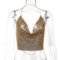 Top a fascia sexy con paillettes metalliche leopardate e design senza schienale - Maculato Oro